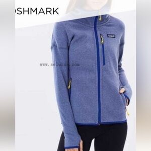 Patagonia Blue Periwinkle and Yellow Ski Jacket Performance Thumb Hole Cute NWOT